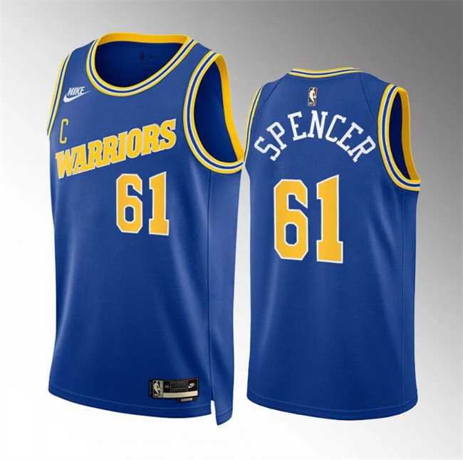 Mens Golden State Warriors #61 Pat Spencer Blue Classic Edition Stitched Basketball Jersey Dzhi